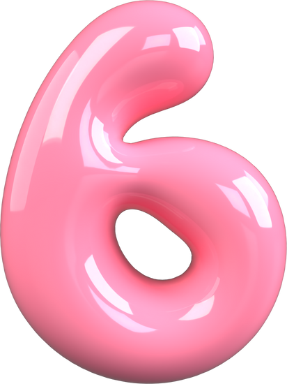 Pink 3D Bubble Gum Number 6