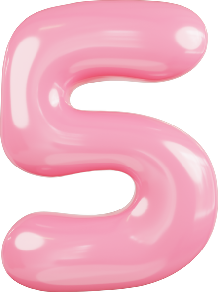 3D Balloon Number 5 Pink